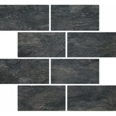 747792 Ardoise Noir Muretto Sfalsato 7.5x15 6mm 30x30 0