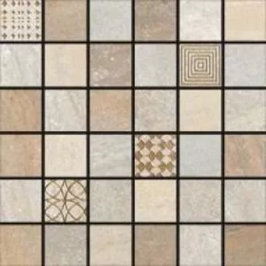 57163 Mosaico 4,7x4,7 Cream con Metallo 30x30 0