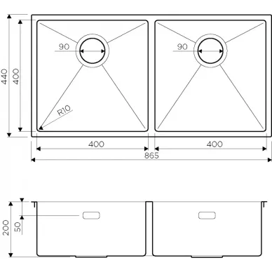 Мойка кухонная Omoikiri Taki 86-2-IN (4993791) нержавеющая сталь 2