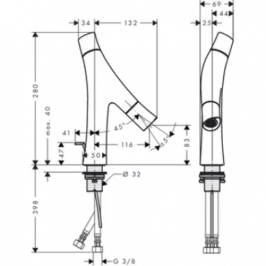 Смеситель для раковины Hansgrohe Axor Starck Organic (12010000) 6