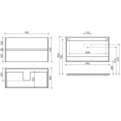 Тумба для ванной Sancos Urban (UR100W) (99см) белый глянец 5