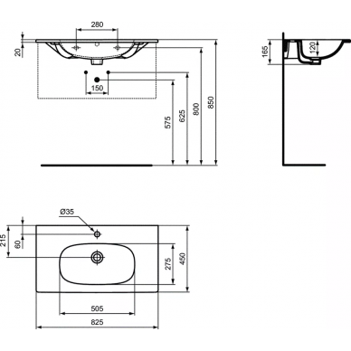 Раковина Ideal Standard Tesi Vanity (T350901) (82 см) 5