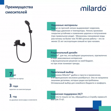 Смеситель  для ванны Milardo Rora (RORBL00M02) черный 7