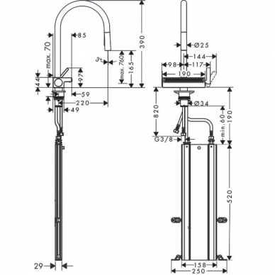 Смеситель для кухни Hansgrohe Aquno Select M81 (73831000) хром 6