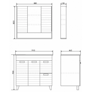 Тумба для ванной Comforty Клеон 90Н (91x90x46.5 см), белый/дуб дымчатый 8