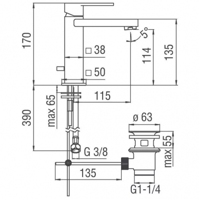 Смеситель для раковины Nobili Loop (LP90118/1CR) 6