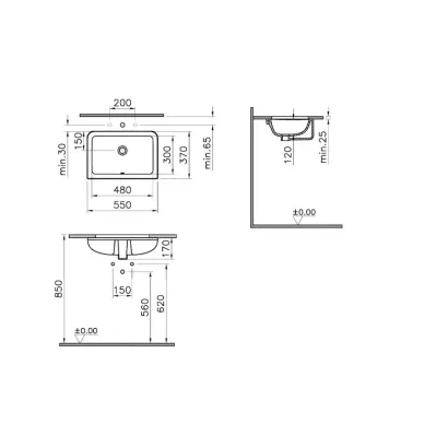 Раковина встраиваемая Vitra S20 (7475B003-0618) (48 см) 5
