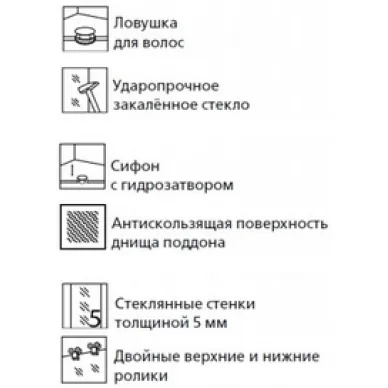 Душевой уголок Esbano ESR-8027А (Left) левый, 120x80 см, профиль хром/стекло рифленое/поддон белый 6