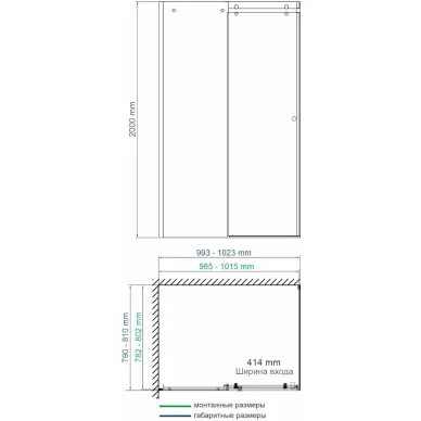Душевой уголок Wasserkraft Vils 56R (56R17) 100х80 см, профиль серебро/стекло прозрачное 7