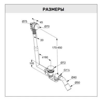 Слив-перелив для ванны Kludi Rotexa Multi 2120005N-00 хром 1