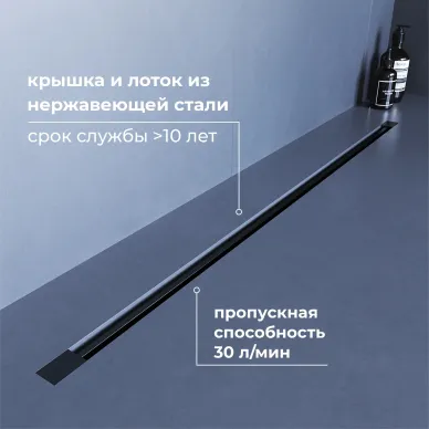 Душевой лоток RGW SDR-50B 76215060-04 60 см, обрезной, чёрный матовый 6