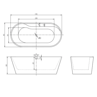 Акриловая ванна AQUAME AQM3505MW-R 180х85 отдельностоящая 5