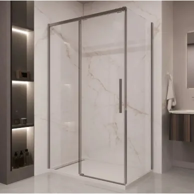 Душевой уголок Vincea Stella VSR-1ST8015CLGM 150x80х200 см, профиль вороненая сталь/стекло прозрачное 0