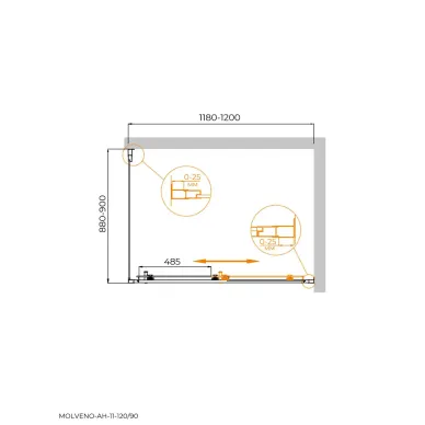 Душевой уголок Cezares Molveno MOLVENO-AH-11-120/90-C-GM-IV 120х90 профиль оружейная сталь/стекло прозрачное 5