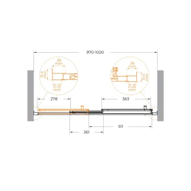 Душевая дверь Cezares Molveno MOLVENO-BF-3-100-C-BORO-IV 100х195, профиль брашированное золото/стекло прозрачное 5