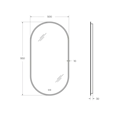 Зеркало Cezares Ellisse CZR-SPC-ELS-500-950-RGB-TCH 50x95 см, с подсветкой RGB 4