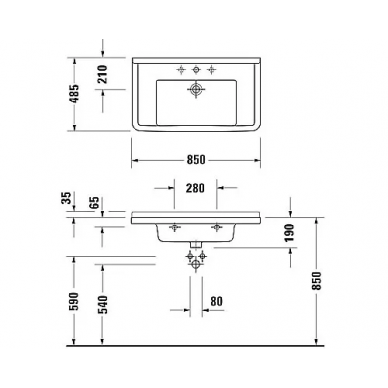 Раковина Duravit Starck 3 (030480) (85 см) 1