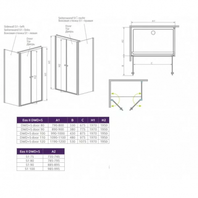 Душевая дверь Radaway EOS II DWD (3799490-01) (80 см) прозрачное стекло 2