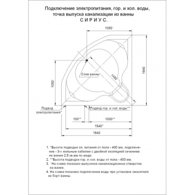 Акриловая ванна Aquatek Сириус (164x164) без гидромассажа 5