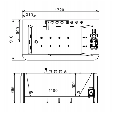 Акриловая ванна Gemy (G9225 K) 172х91х66,5 5