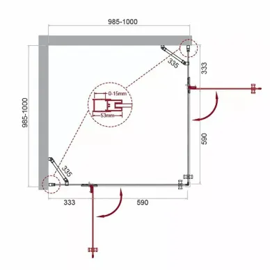 Душевой уголок BelBagno Kraft (KRAFT-A-22-100-C-Cr) 100х100 см, профиль хром/стекло прозрачное 7