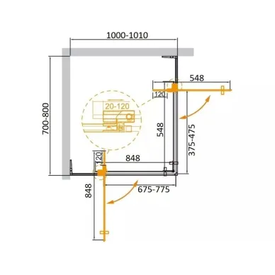 Душевой уголок Cezares Slider (SLIDER-AH-2-70/80-100/110-GRIGIO-Cr) 110x80 см, профиль хром/стекло серое 5