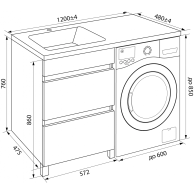 Тумба для ванной Iddis Optima Home (OPH12LBi95K) 120 см, с ящиками, с раковинной (чаша слева), белая 7