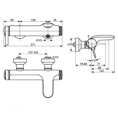 Смеситель для ванны Ideal Standard Melange (A4271AA) 2