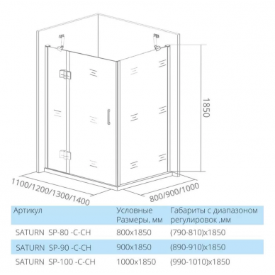 Боковая стенка Good Door Saturn SP-100-C-CH (100 см) профиль хром/ стекло прозрачное 1