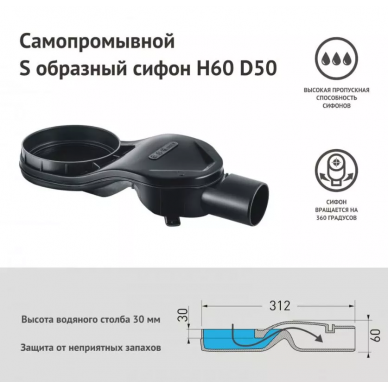 Душевой лоток Berges Simpel 1000 (091113) S-сифон боковой, глянцевый хром 5