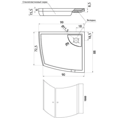 Душевой уголок Aquanet Iva NK1222 100x90 см, левая с поддоном 5