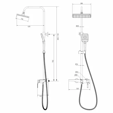 Душевая система Mixline Graphite 554233 графит 6
