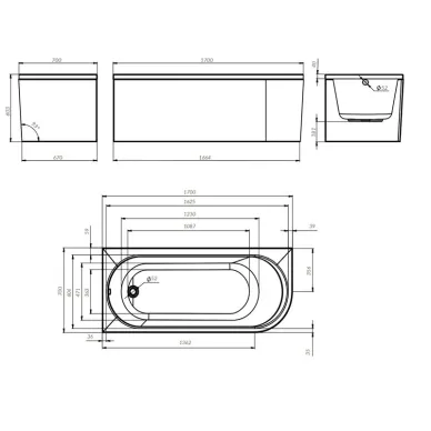 Ванна акриловая Am.Pm X-Joy W94A-170L70W-ARP 170х70 левая, без гидромассажа 5