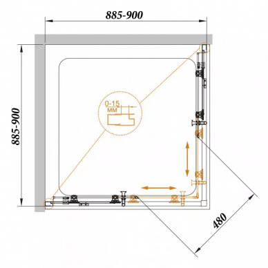 Душевой уголок Cezares Eco A2 (90x90) текстурное стекло 5