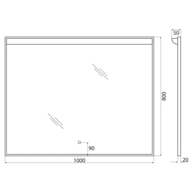Зеркало BelBagno Uno (SPC-UNO-1000-800-TCH) 100х80 см, с подсветкой с сенсорным выключателем 5