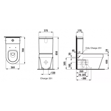 Чаша для напольного унитаза Laufen Form (8.2367.6.000.231.1) с бачком 2