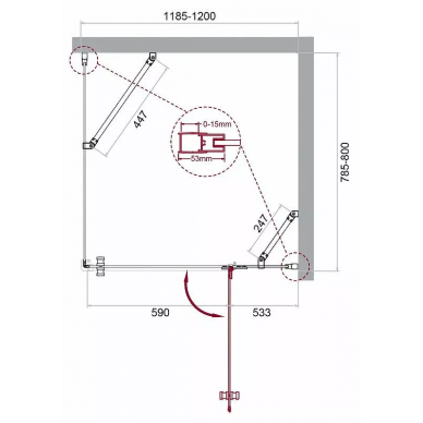 Душевой уголок BelBagno Kraft (KRAFT-AH-12-120/80-C-Cr-R) 120х80 см, профиль хром/стекло прозрачное 7