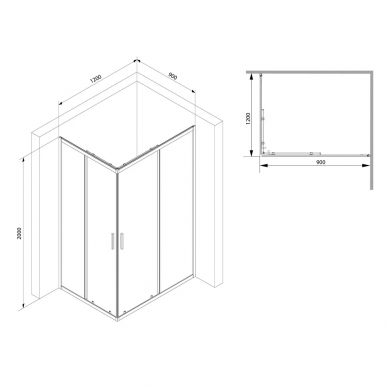 Душевой уголок Am.Pm Gem S (W93G-404-120290-BT) (120х90) (профиль черный матовый, стекло прозрачное) 8