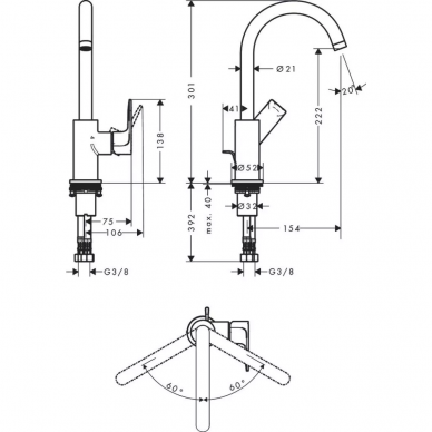 Смеситель для раковины Hansgrohe Rebris E (72576670) 1