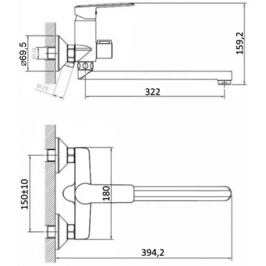 Смеситель для ванны Agger Clean (A2421100), с душем, хром 5