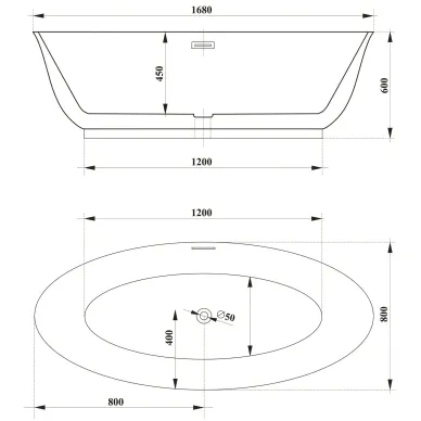 Акриловая ванна Cerutti SPA GRETA170GMB CT10878 170х80 5