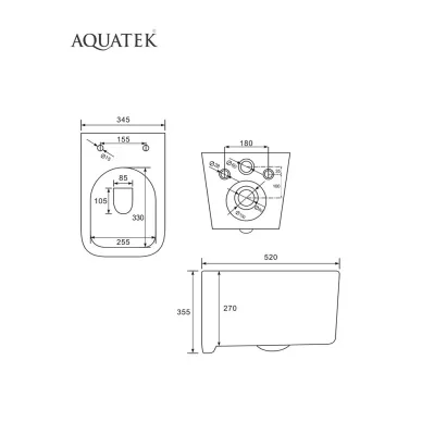 Комплект унитаз с инсталляцией SET AQUATEK КВАДРО T безободковый 3