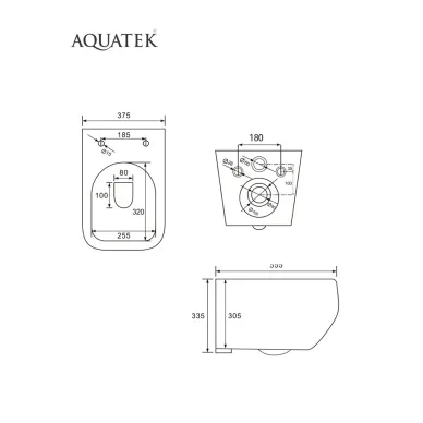 Комплект унитаз с инсталляцией и сиденьем SET AQUATEK МЕДЕЯ T безободковый 5