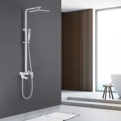 Душевая система Abber Daheim AF8216WL с изливом, белая матовая 1