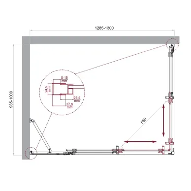 Душевой уголок BelBagno Luce LUCE-AH-21-130/100-C-Cr 130x100 см, хром/прозрачное стекло 5