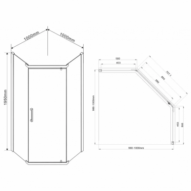 Душевой уголок Vincea Stresa (VSP-1S100CH) 100x100х195 см, профиль хром/стекло шиншилла 5