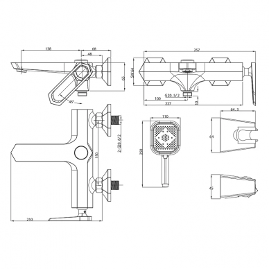 Смеситель для ванны Lemark Prizma (LM3914C) с душем 5