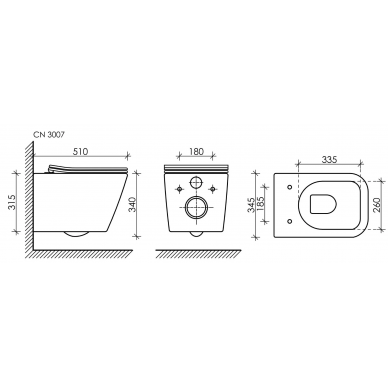 Инсталляция Ceramicanova Envision (CN3007_1001B_1000) с унитазом Metric Rimless, черная матовая кнопка 5