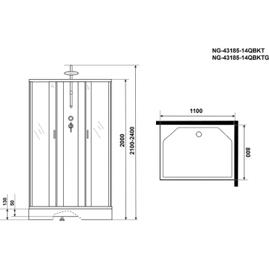 Душевая кабина Niagara Classic 110х80 (NG-43185-14QBKTG) с гидромассажем 12