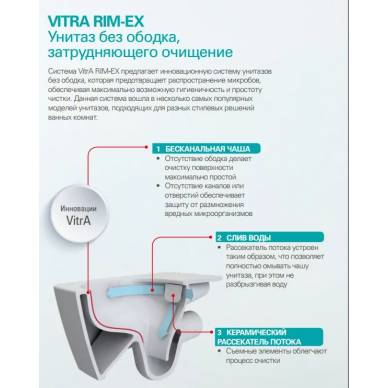 Чаша подвесного унитаза Vitra Metropole Rim-Ex (7672B003-1687) с бидеткой и смесителем 5
